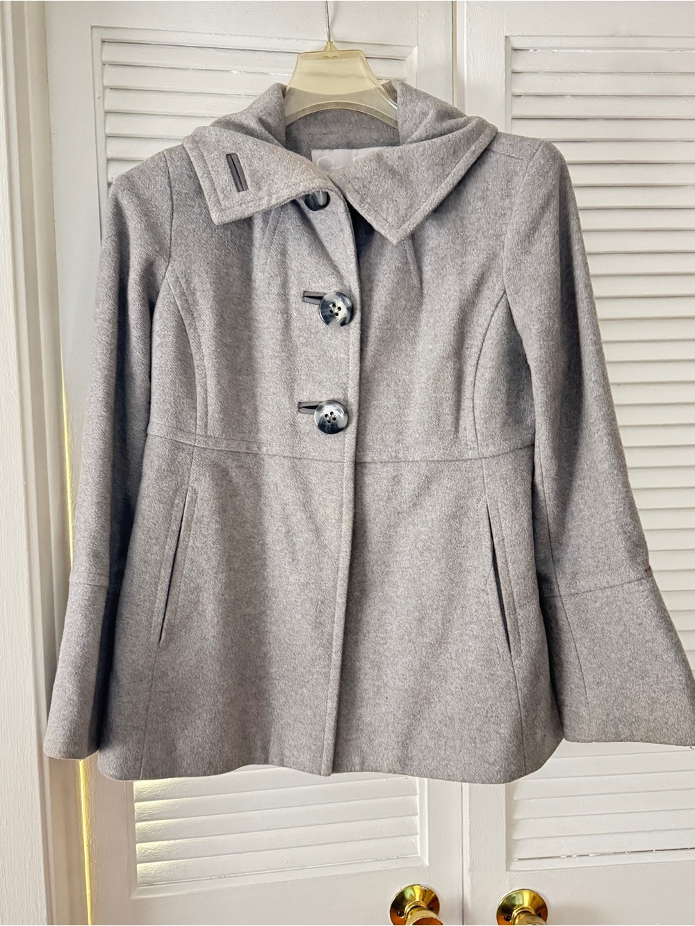 Jessica Simpson Light Gray Peacoat with Button Front